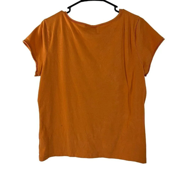Nine West Tangerine Orange Draped V Neck Top Plus XXL Short Sleeve Basic Bright - Picture 2 of 4